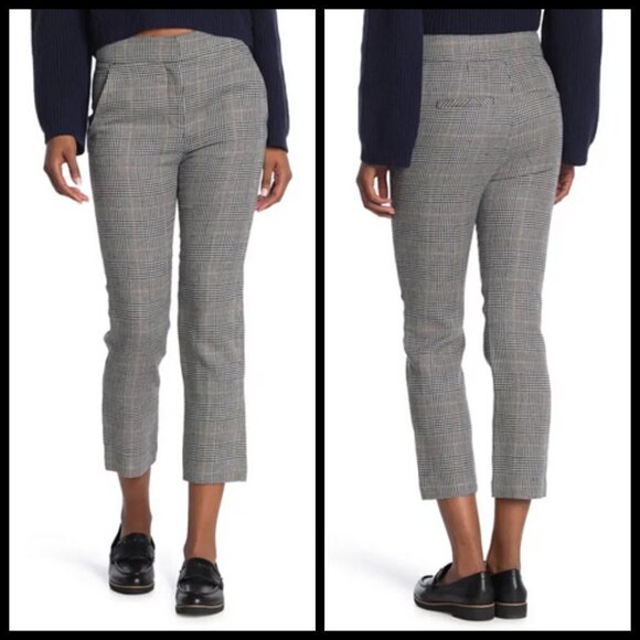 💕VERONICA BEARD💕 Gemini Pant Cropped Length - Navy Houndstooth Print 10 NWT - Picture 4 of 12